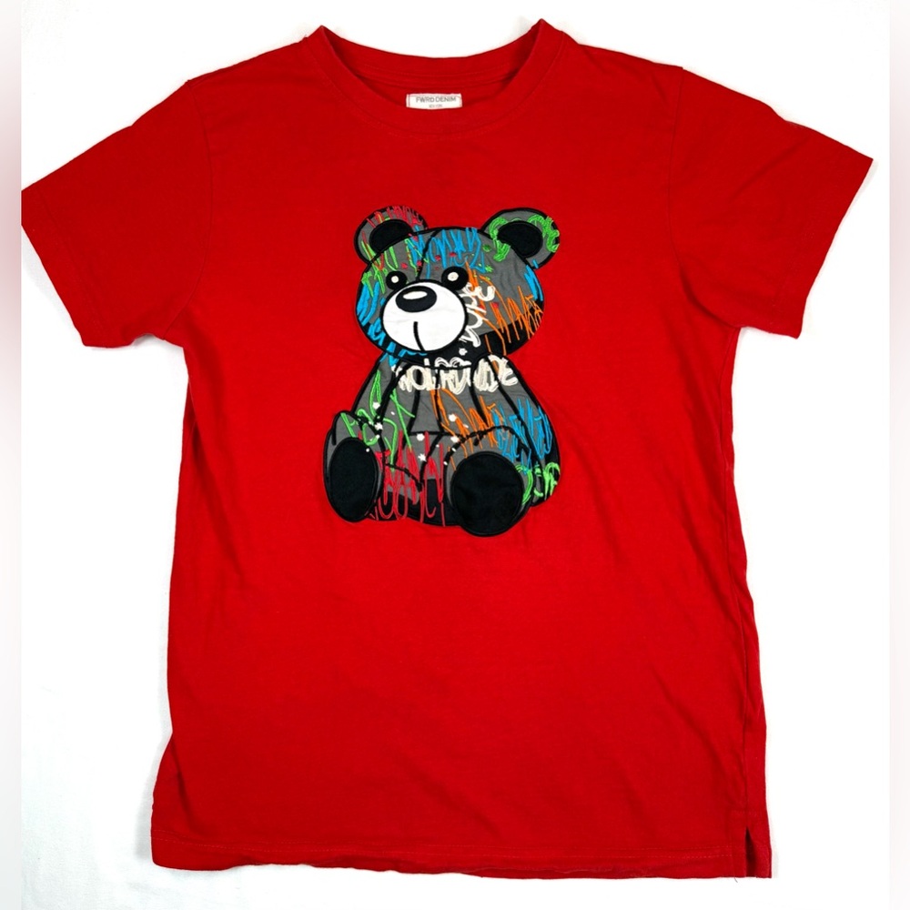 FWRD DENIM Boys Graffiti Bear Graphic Tee L Streetwear Colorful Urban Hip Hop‎